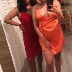 Orange Satin Wrap Dress!